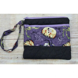 Handmade Quilted Disney Cruella de Vil Wrislet Pouch Black Purple 101 Dalmatians